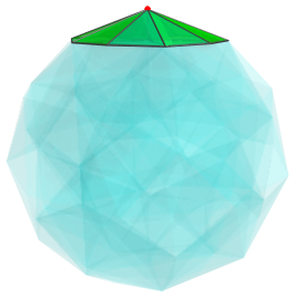 Side view of 600-cell, with these 20
cells surrounding nearest vertex shown