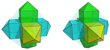 Parallel projection
of the octa-augmented runcinated tesseract, showing 6/6 nearest J15
cells