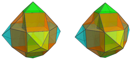 Parallel projection
of the octa-augmented runcinated tesseract, showing 12 triangular prisms