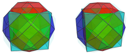 Parallel projection
of the octa-augmented truncated tesseract, showing 8 tetrahedra