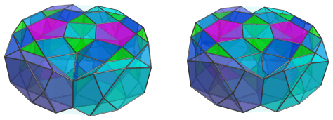 Parallel
projection of the castellated rhombicosidodecahedral prism, showing 4 more
bilunabirotundae