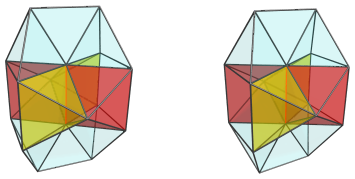Parallel
projection of the J91 pseudopyramid, showing 4 square pyramids