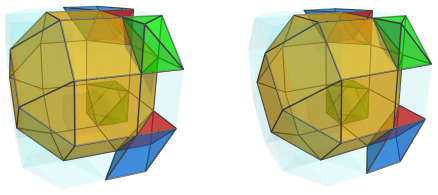 Orthogonal
projection of the biparabigyrated cantellated tesseract, showing two more
triangular prisms
