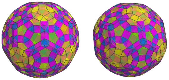 Parallel
projection of the cantellated 120-cell, showing 20 more octahedra