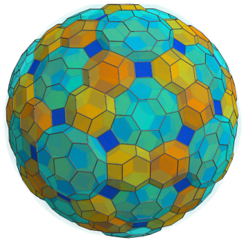 Parallel
projection of the cantitruncated 600-cell, showing 60 more truncated
octahedra