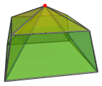Perspective projection
of cubical pyramid, viewed at an angle