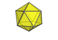 Animation showing the
      transformation of an icosahedron into a pentagonal
      orthocupolarotunda