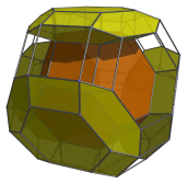 Parallel projection
of omnitruncated 5-cell, with 5 truncated octahedra on the far side
shown