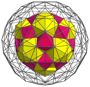 Parallel
projection of the rectified 600-cell, with 20 more octahedral cells
shown