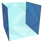 Parallel projection of the rectified
tesseract, showing 3rd pair of equatorial cuboctahedra