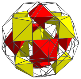 Parallel
projection of the runcinated 24-cell, showing 8 more octahedra