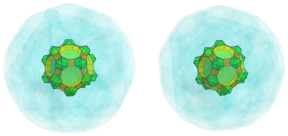 Parallel
projection of the runcitruncated 120-cell, showing 20 cuboctahedra