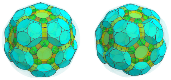 Parallel
projection of the runcitruncated 120-cell, showing 30 more decagonal
prisms