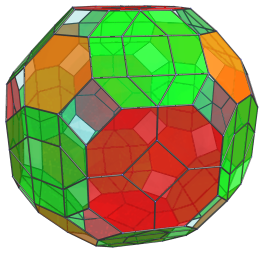 Parallel
projection of runcitruncated 24-cell, showing 8 equatorial hexagonal
prisms