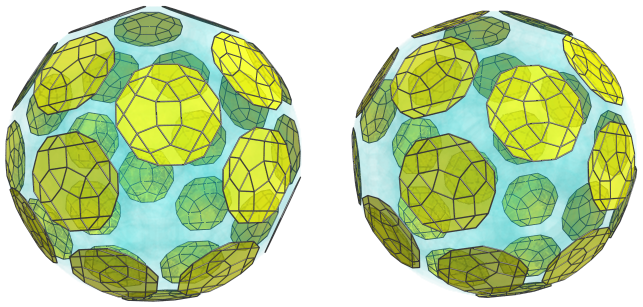 Orthogonal
projection of the runcitruncated 600-cell, showing 30 equatorial
rhombicosidodecahedra