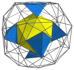 Parallel projection
of the snub 24-cell, showing 6 other tetrahedra