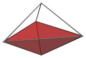 trigonal bipyramid projection of
pentachoron, second cell shown