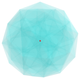 Vertex-first
projection of the 600-cell, with nearest vertex highlighted