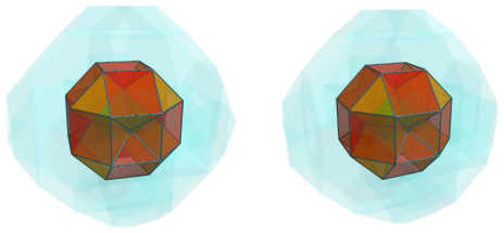 Parallel projection
of the octa-augmented runcitruncated 16-cell, showing 12 more triangular
prisms