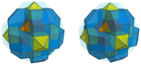 Parallel projection
of the octa-augmented runcitruncated 16-cell, showing 12 hexagonal prism