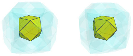 Parallel projection
of the octa-augmented truncated tesseract, showing nearest cuboctahedron
