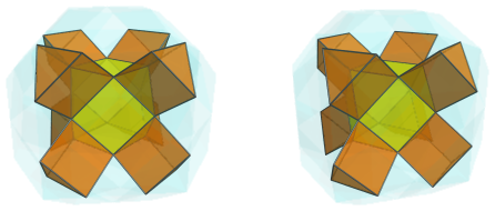 Parallel projection
of the octa-augmented truncated tesseract, showing 8 triangular prisms