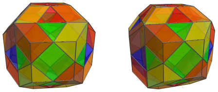 Parallel projection
of the octa-augmented truncated tesseract, showing 24/24 more triangular
prisms