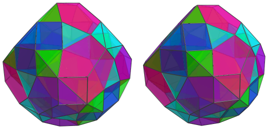 Parallel projection of
D4.11, showing cuboctahedra and tetrahedra clusters
