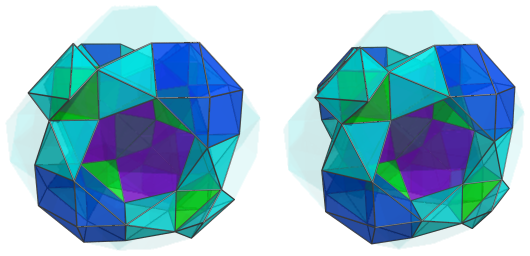 Parallel projection of
D4.11, showing 4 cuboctahedra