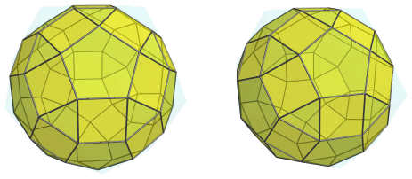 Parallel
projection of the castellated rhombicosidodecahedral prism, showing nearest
rhombicosidodecahedron