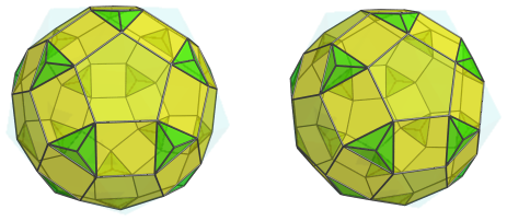 Parallel
projection of the castellated rhombicosidodecahedral prism, showing 20
tetrahedra