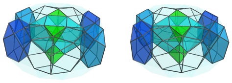 Parallel
projection of the castellated rhombicosidodecahedral prism, showing 4 more
bilunabirotundae