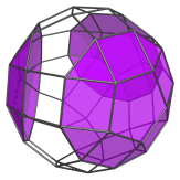 The trigyrate
rhombicosidodecahedron, highlighting gyrated pentagonal cupola segments