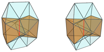 Parallel
projection of the J91 pseudopyramid, showing two triangular prisms