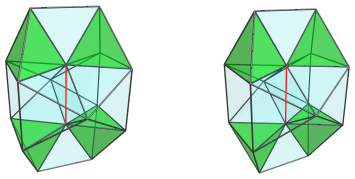 Parallel
projection of the J91 pseudopyramid, showing 4 tetrahedra