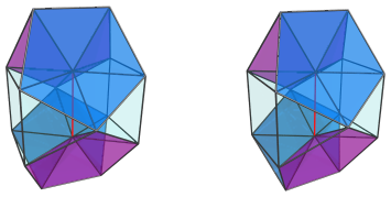 Parallel
projection of the J91 pseudopyramid, showing 4/4 pentagonal pyramids