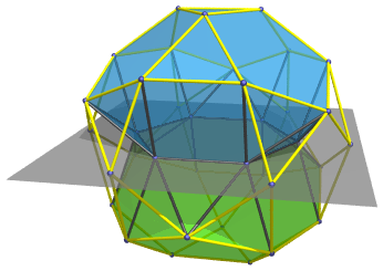 Modified bisection of
icosidodecahedron producing two triangular hebesphenorotunda
