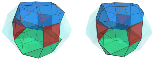 Triangle-centered parallel projection of J92 rhombochoron, showing 3 more
square pyramids