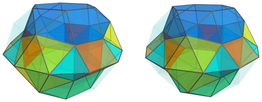 Triangle-centered parallel projection of J92 rhombochoron, showing 6
tetrahedra