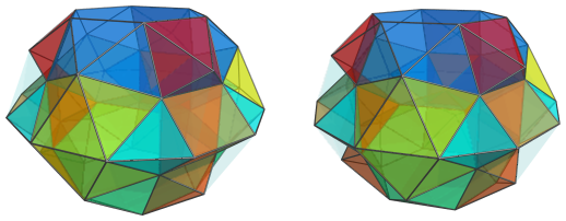 Triangle-centered parallel projection of J92 rhombochoron, showing 6
more square pyramids