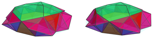 Hexagon-centered parallel projection of J92 rhombochoron, showing previous
cells together