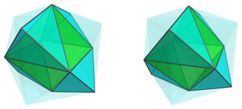 Parallel projection of
the cube antiprism, showing 4/8 tetrahedra