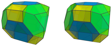 Parallel projection
of the augmented cantitruncated 5-cell, showing 4 more truncated
tetrahedra