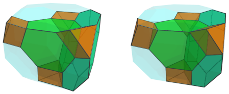 Parallel projection
of the augmented cantitruncated 5-cell, showing 1/4 truncated octahedra