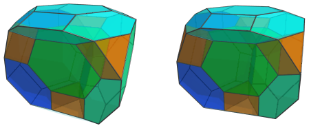 Parallel projection
of the augmented cantitruncated 5-cell, showing 3/4 truncated octahedra