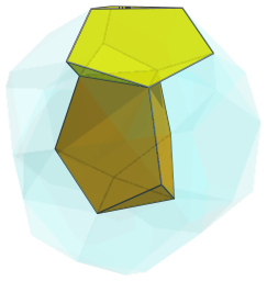 Parallel
projection of the bi-icositetradiminished 600-cell, showing 2 cells