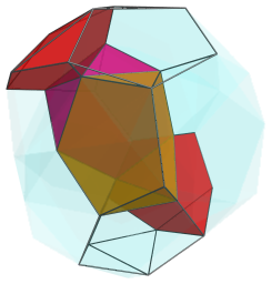 Parallel
projection of the bi-icositetradiminished 600-cell, showing 1st spiralling
chain