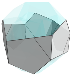 Parallel
projection of the bi-icositetradiminished 600-cell, showing equatorial ring of
cells