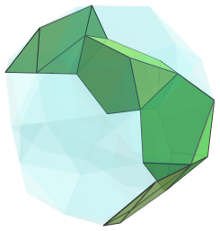 Parallel projection of the
bi-icositetradiminished 600-cell, showing 5th chain