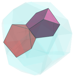 Parallel
projection of the bi-icositetradiminished 600-cell, showing far side of 4th
chain